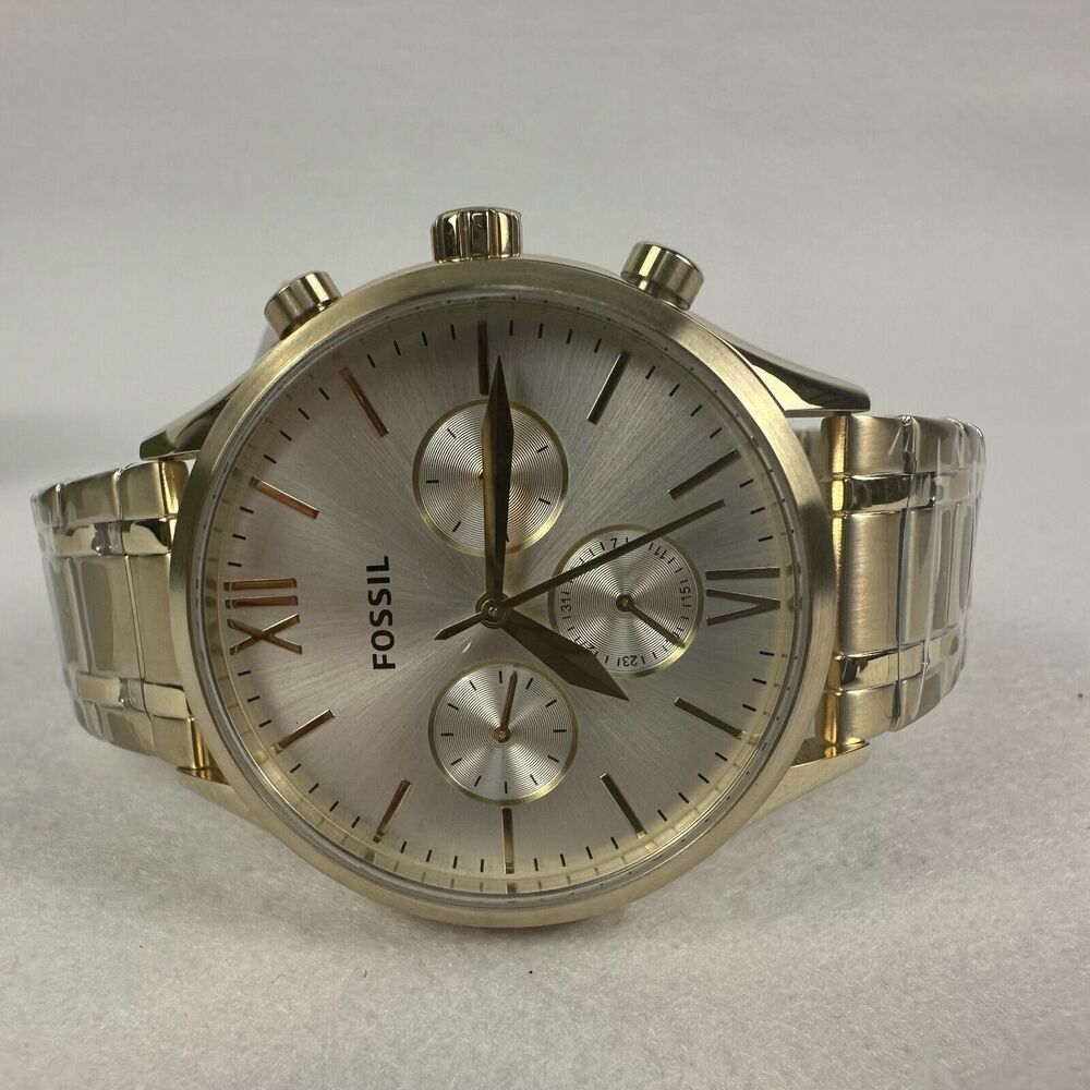New FOSSIL Mens Fenmore Multifunction Gold-Tone Stainless Steel Watch BQ2809 - Picture 7 of 14